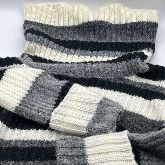 Anthropologie Striped Cowl Neck Wool Blend Chunky Crop Sweater New S - Picture 4 of 7